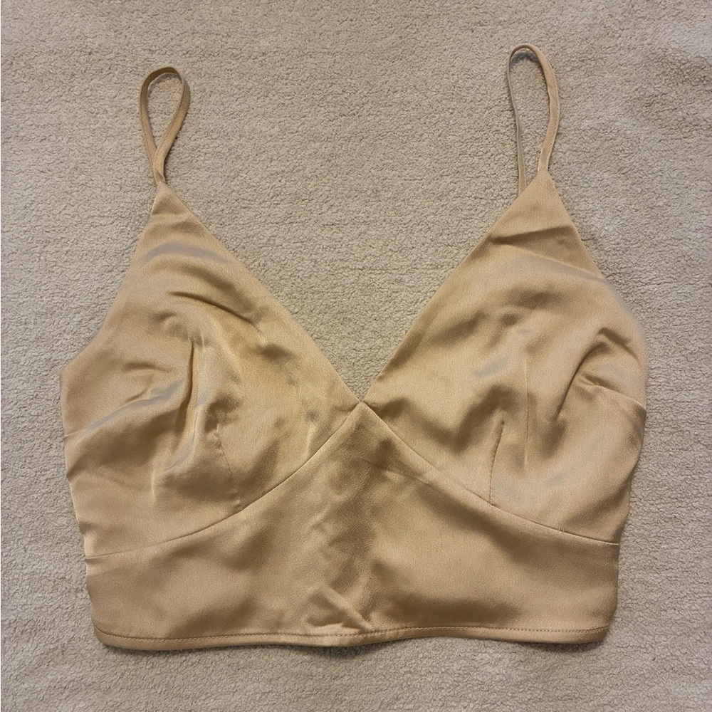 Abercrombie & Fitch champagne satin cropped tank top